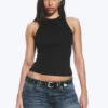 Figurbetontes Tanktop aus Baumwolljersey – Schwarz Figurbetontes Tanktop aus Baumwolljersey – Schwarz