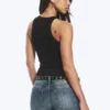 Figurbetontes Tanktop aus Baumwolljersey – Schwarz Figurbetontes Tanktop aus Baumwolljersey – Schwarz