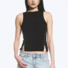 Figurbetontes Tanktop mit Haken- und Ösenverschluss – Schwarz Figurbetontes Tanktop mit Haken- und Ösenverschluss – Schwarz