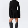 Fit-and-Flare-Mini-Hemd-Kleid – Schwarz Fit-and-Flare-Mini-Hemd-Kleid – Schwarz