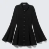 Fit-and-Flare-Mini-Hemd-Kleid – Schwarz Fit-and-Flare-Mini-Hemd-Kleid – Schwarz