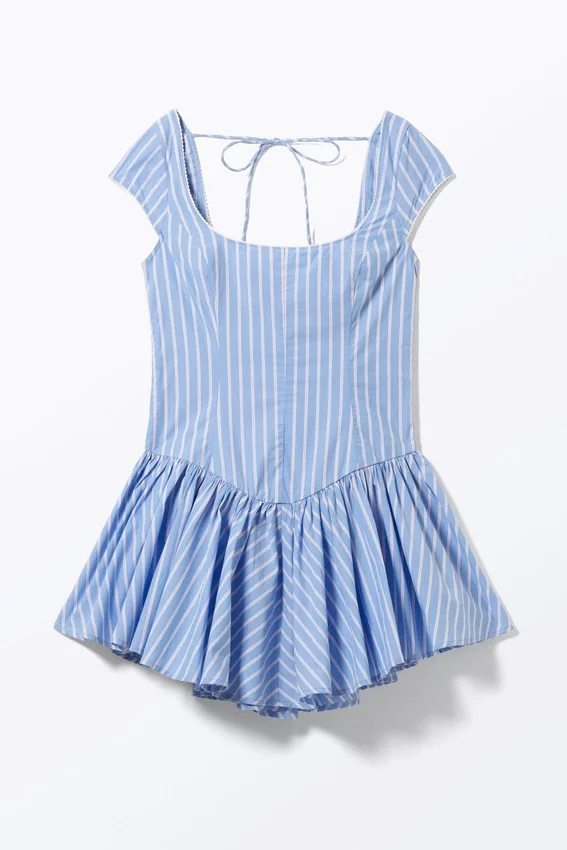 Fit-and-Flare-Mini-Kleid – gestreift in Blau und Rosa Fit-and-Flare-Mini-Kleid – gestreift in Blau und Rosa