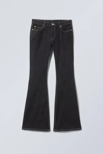 Flame Low Rise Slim Flared Jeans – Black Rinse – Schwarz Flame Low Rise Slim Flared Jeans – Black Rinse – Schwarz