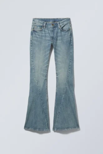 Flame Low Rise Slim Flared Leg Twist Jeans – Turquoise Dust – Mittelblau Flame Low Rise Slim Flared Leg Twist Jeans – Turquoise Dust – Mittelblau