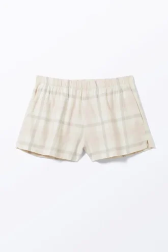 Flanell-Boxershorts – Beige kariert