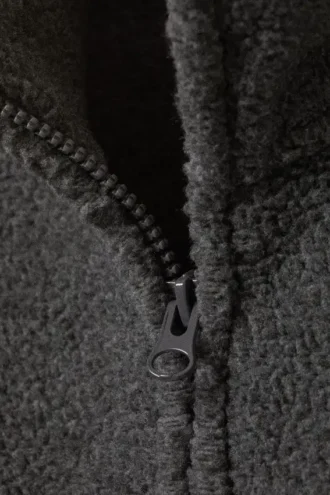 Fleece-Jacke mit Reißverschluss – Dunkelgrau meliert