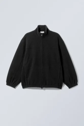 Fleece-Jacke mit Reißverschluss – Schwarz
