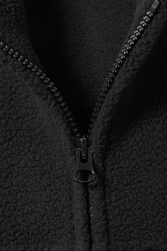 Fleece-Jacke mit Reißverschluss – Schwarz Fleece-Jacke mit Reißverschluss – Schwarz