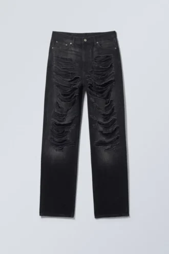 Galaxy Loose Straight Distressed Jeans – Distressed Black Galaxy Loose Straight Distressed Jeans – Distressed Black