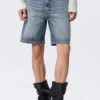 Galaxy Mid Rise Loose Denim Shorts – Blue Horses – Mittelblau Galaxy Mid Rise Loose Denim Shorts – Blue Horses – Mittelblau