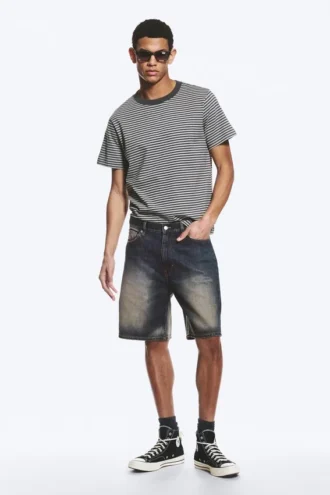 Galaxy Mid Rise Loose Denim Shorts – Laser Blue – Mittelblau