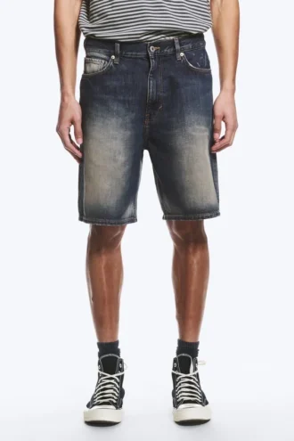 Galaxy Mid Rise Loose Denim Shorts – Laser Blue – Mittelblau