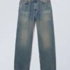 Galaxy Mid Rise Loose Straight Jeans – Stahlblau – Mittelblau Galaxy Mid Rise Loose Straight Jeans – Stahlblau – Mittelblau