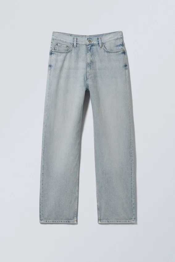 Galaxy Mid Rise Loose Straight Jeans – Ziegelblau – Hellblau Galaxy Mid Rise Loose Straight Jeans – Ziegelblau – Hellblau