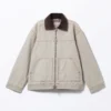 Gepolsterte Baumwoll-Canvas-Jacke – Rosa-Beige Gepolsterte Baumwoll-Canvas-Jacke – Rosa-Beige