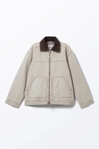 Gepolsterte Baumwoll-Canvas-Jacke – Rosa-Beige