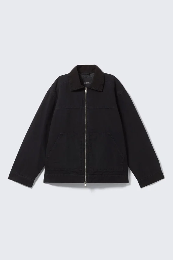 Gepolsterte Baumwoll-Canvas-Jacke – Schwarz Gepolsterte Baumwoll-Canvas-Jacke – Schwarz