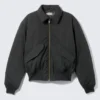 Gepolsterte Bomberjacke aus Twill – Schwarz Gepolsterte Bomberjacke aus Twill – Schwarz