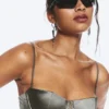 Gepolstertes Bikini-Oberteil mit Bügeln – Dusty Grey
