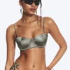 Gepolstertes Bikini-Oberteil mit Bügeln – Dusty Grey