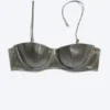 Gepolstertes Bikini-Oberteil mit Bügeln – Dusty Grey