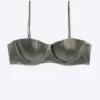 Gepolstertes Bikini-Oberteil mit Bügeln – Dusty Grey