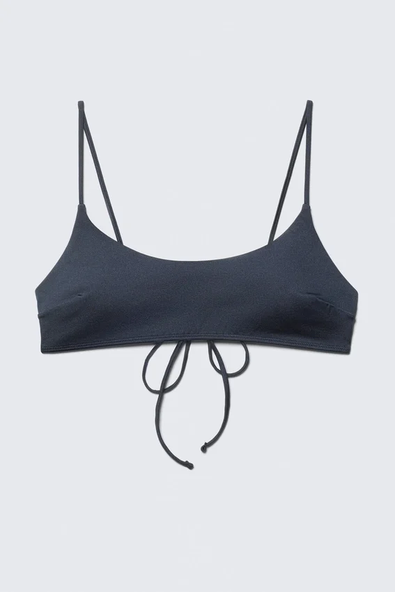 Gepolstertes Bikini-Oberteil mit Bindeband – Dunkelblau Gepolstertes Bikini-Oberteil mit Bindeband – Dunkelblau