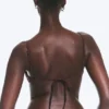 Gepolstertes Bikini-Oberteil mit Bindebändern – Dunkelrot Gepolstertes Bikini-Oberteil mit Bindebändern – Dunkelrot