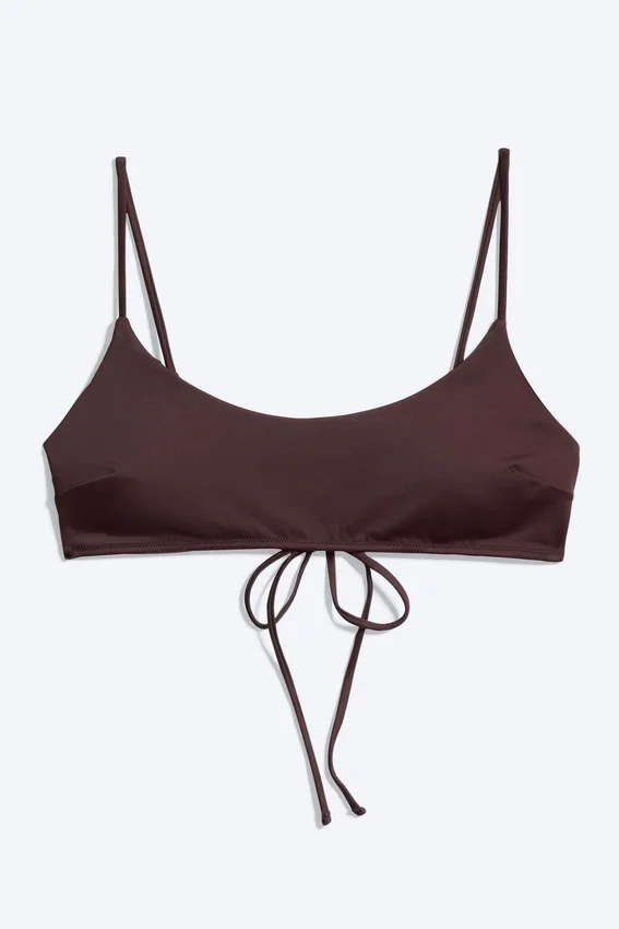 Gepolstertes Bikini-Oberteil mit Bindebändern – Dunkelrot Gepolstertes Bikini-Oberteil mit Bindebändern – Dunkelrot