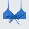 Gerafftes Dreieck-Bikini-Oberteil – Hellblau