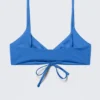 Gerafftes Dreieck-Bikini-Oberteil – Hellblau