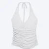 Gerafftes Jersey-Haltertop – Grau meliert Gerafftes Jersey-Haltertop – Grau meliert
