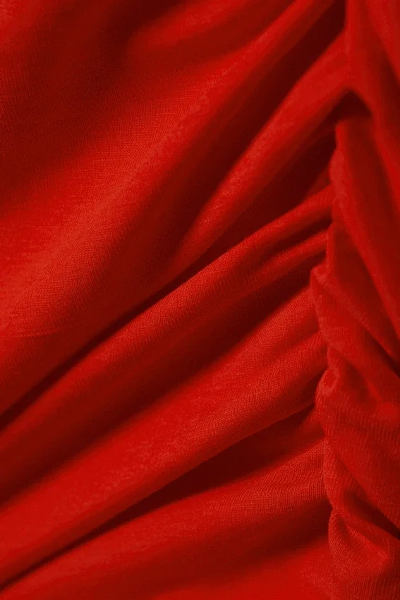 Gerafftes Jersey-Minikleid – Leuchtend Rot Gerafftes Jersey-Minikleid – Leuchtend Rot