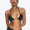 Gerafftes Neckholder-Bandeau-Bikini-Oberteil – Schwarz Gerafftes Neckholder-Bandeau-Bikini-Oberteil – Schwarz
