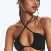 Gerafftes Neckholder-Bandeau-Bikini-Oberteil – Schwarz Gerafftes Neckholder-Bandeau-Bikini-Oberteil – Schwarz