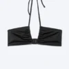 Gerafftes Neckholder-Bandeau-Bikini-Oberteil – Schwarz Gerafftes Neckholder-Bandeau-Bikini-Oberteil – Schwarz