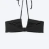 Gerafftes Neckholder-Bandeau-Bikini-Oberteil – Schwarz Gerafftes Neckholder-Bandeau-Bikini-Oberteil – Schwarz