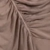 Gerafftes Neckholder-Mini-Kleid – gewaschenes Braun