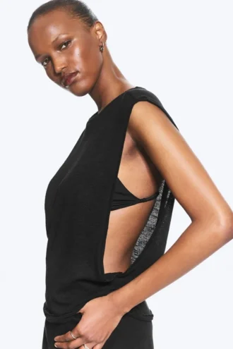 Gerafftes Tanktop – Schwarz