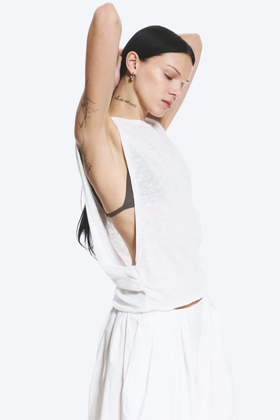 Gerafftes Tanktop – Weiß Gerafftes Tanktop – Weiß