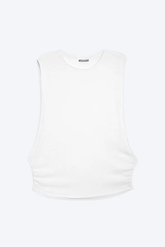 Gerafftes Tanktop – Weiß Gerafftes Tanktop – Weiß