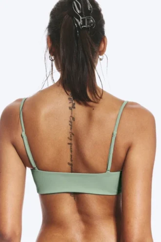 Gerafftes Triangel-Bikini-Oberteil – Grün