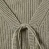 Gerippte Strickjacke mit Bindeband vorne – Khaki-Grün Gerippte Strickjacke mit Bindeband vorne – Khaki-Grün