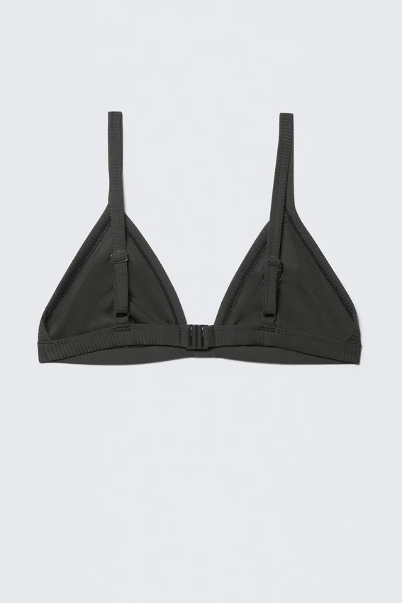 Geripptes Bikini-Oberteil mit V-Ausschnitt – Dunkelgrau Geripptes Bikini-Oberteil mit V-Ausschnitt – Dunkelgrau