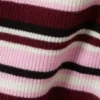 Geripptes Mini-Henley-Top – Dunkelrot & rosa Streifen