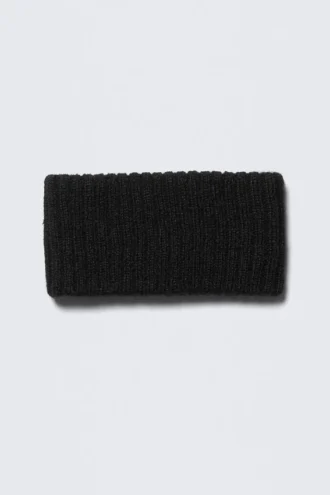Geripptes Stirnband – Schwarz
