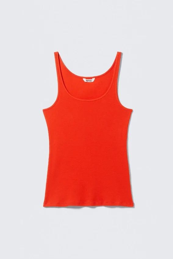 Geripptes Tanktop mit U-Ausschnitt – Leuchtend rot Geripptes Tanktop mit U-Ausschnitt – Leuchtend rot