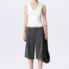 Geripptes Tanktop mit V-Ausschnitt – Weiß Geripptes Tanktop mit V-Ausschnitt – Weiß