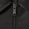 Geschrumpfte Kunstlederjacke – Schwarz