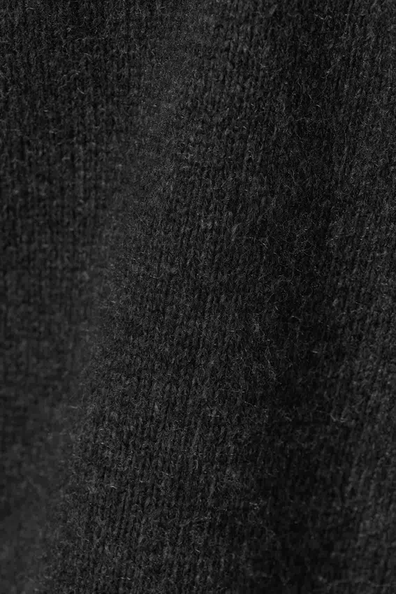 Geschrumpfter Pullover aus Wollmischung im Used-Look – Schwarz Geschrumpfter Pullover aus Wollmischung im Used-Look – Schwarz